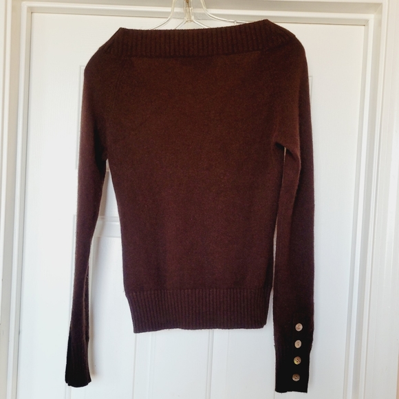 Trina Turk Los Angeles Chocolate Brown V-neck Sweater - Picture 4 of 6